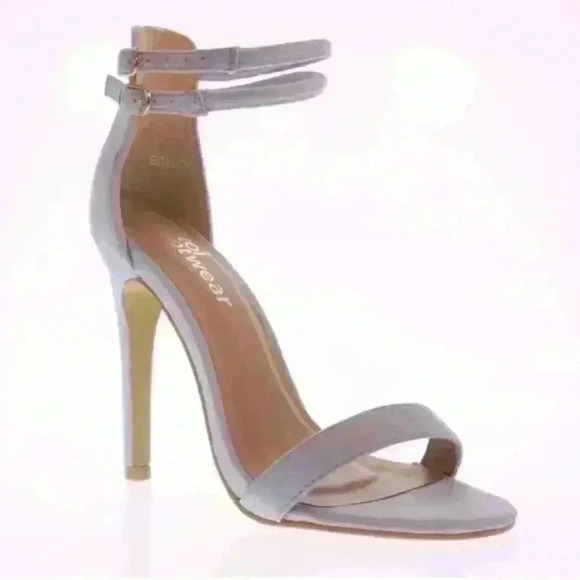 NIB KOI Footwear Libby Double Ankle Band 2 Part Blue Faux Suede Heels - Picture 4 of 9